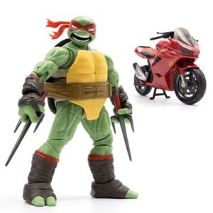 BST AXN Best Action Figures – TMNT – IDW Comics – 5″ Raphael & Metallic Sport Bike (GITD)