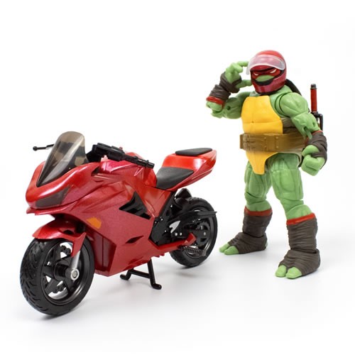 BST AXN Best Action Figures – TMNT – IDW Comics – 5″ Raphael & Metallic Sport Bike (GITD) - Image 2