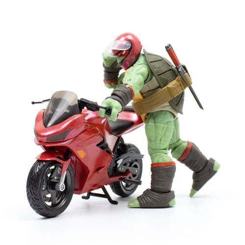 BST AXN Best Action Figures – TMNT – IDW Comics – 5″ Raphael & Metallic Sport Bike (GITD) - Image 3
