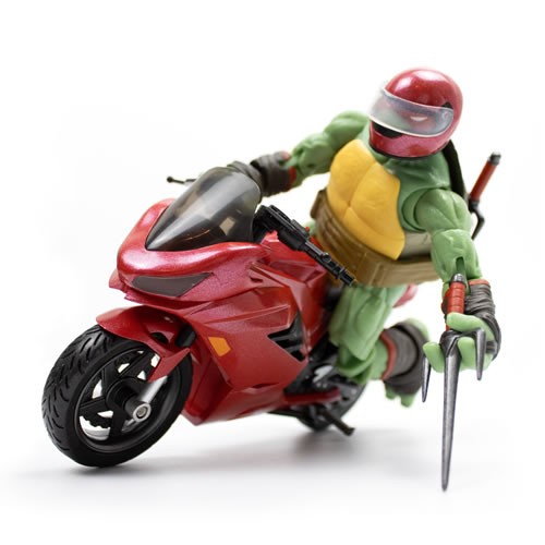 BST AXN Best Action Figures – TMNT – IDW Comics – 5″ Raphael & Metallic Sport Bike (GITD) - Image 5