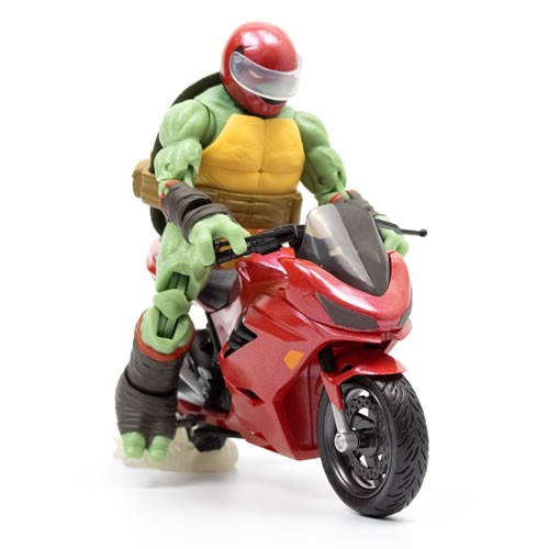BST AXN Best Action Figures – TMNT – IDW Comics – 5″ Raphael & Metallic Sport Bike (GITD) - Image 6